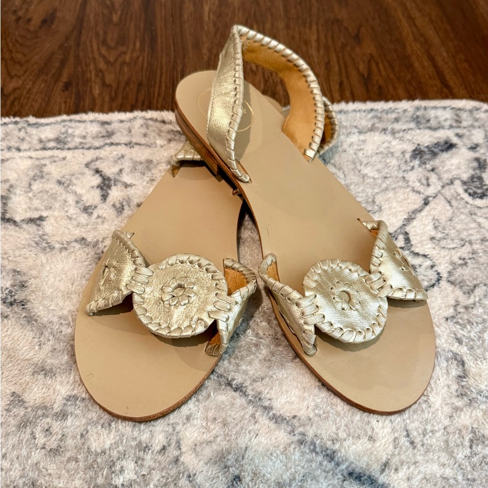 Jack Rogers Cream Leather Sandals - Picture 2 of 6